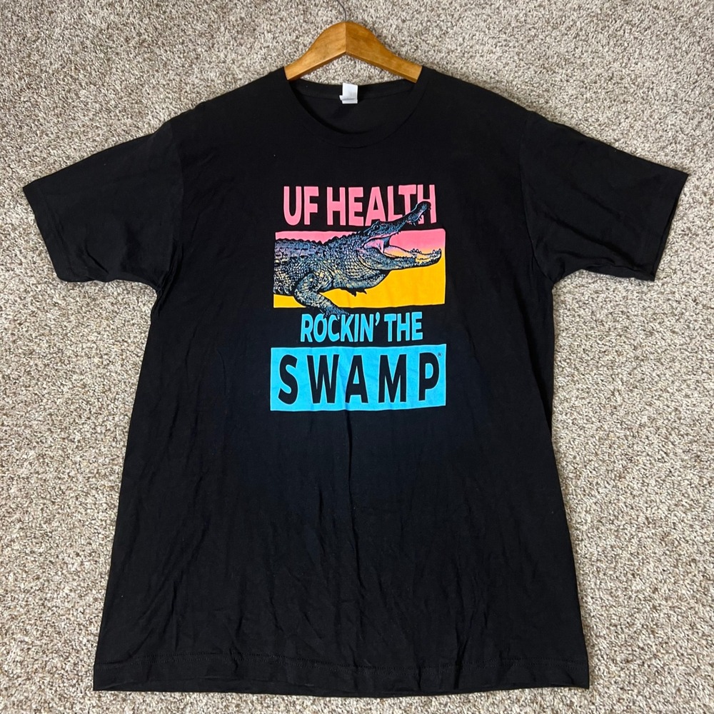 Tultex UF Health Rockin The Swamp Alligator Graphic T-Shirt Black Mens Large